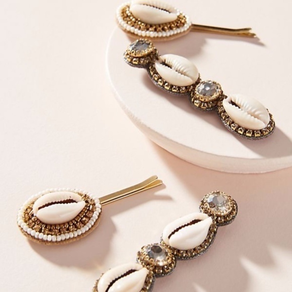 Anthropologie Deepa Caroline Shell Bobby Pin Set